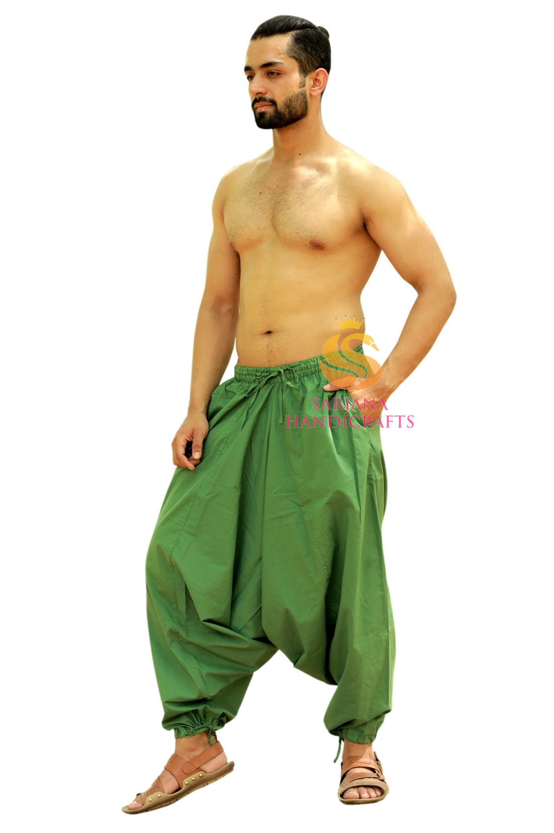 proyog, Pants, Mens Proyog Dhoti Organic Cotton Harem Drop Crotch Crop  Yoga Pants In Teal Sz L
