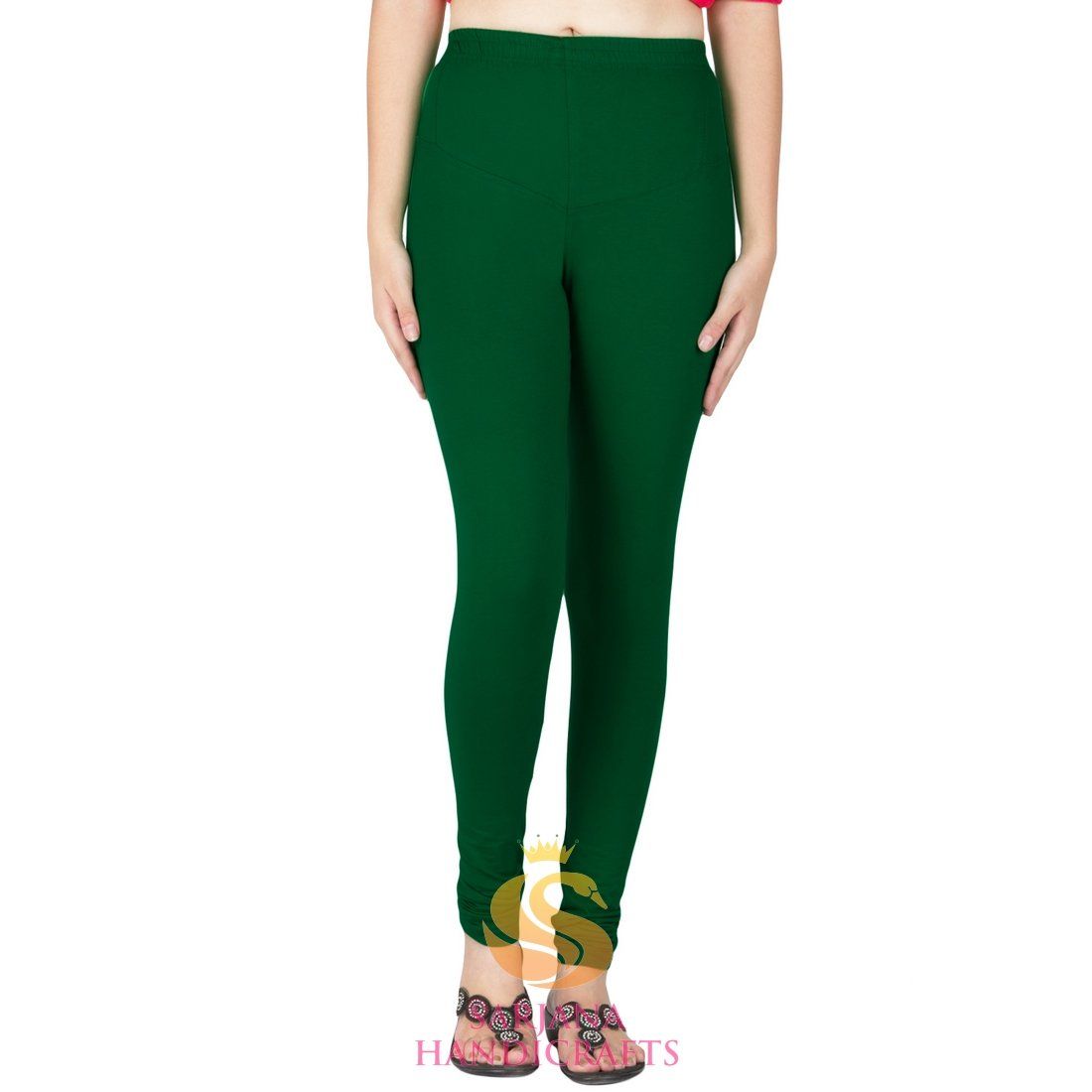 Women Cotton Legi Bollywood Color Green Indian Churidar Leggings Pant